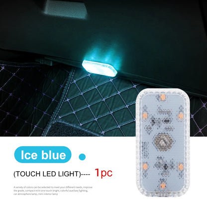 LED Touch Light Mini Wireless Car Interior Lighting Auto Roof Ceiling Reading Lamp for Door Foot Trunk Storage Box USB Charging Beauty World Shop
