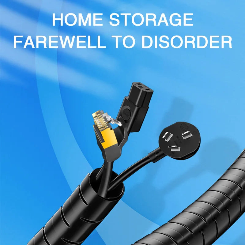 2M 16/10mm Flexible Spiral Cable Wire Protector Cable Organizer Computer Cord Protective Tube Clip Organizer Management Tools Beauty Fashion