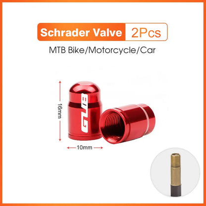 2pcs GUB Aluminum CNC Bicycle Tire Valve Cap MTB Road Bike Tube Tyre Gas Nozzle Cover for AV FV Schrader Presta Valve Dustproof Beauty World Shop