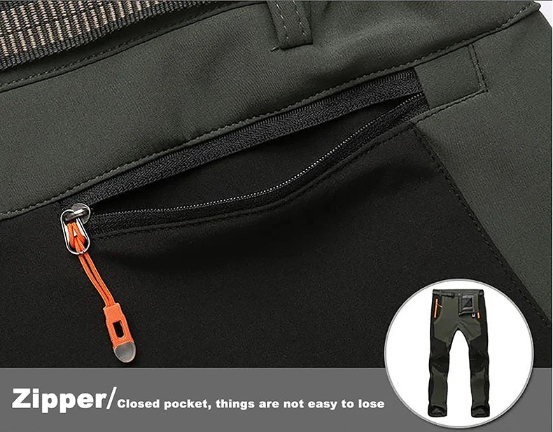 LNGXO Thick Warm Fleece Hiking Pants Men Winter Waterproof Windproof Outdoor Soft Shell Rain Trousers Trekking Camping Ski Pants Beauty World Shop