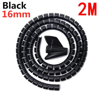 2M 16/10mm Flexible Spiral Cable Wire Protector Cable Organizer Computer Cord Protective Tube Clip Organizer Management Tools Beauty Fashion