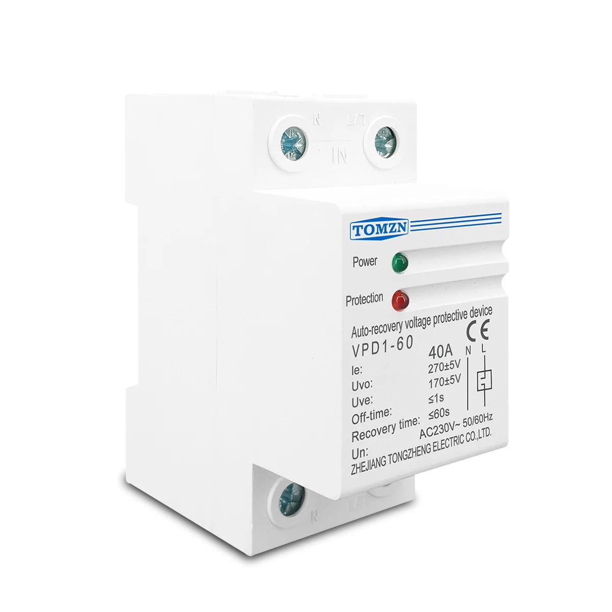 TOMZN 40A 60A 230V DIN Rail Automatic Recovery Reconnect Over Voltage And Under Voltage Protective Device Protection Relay Beauty World Shop