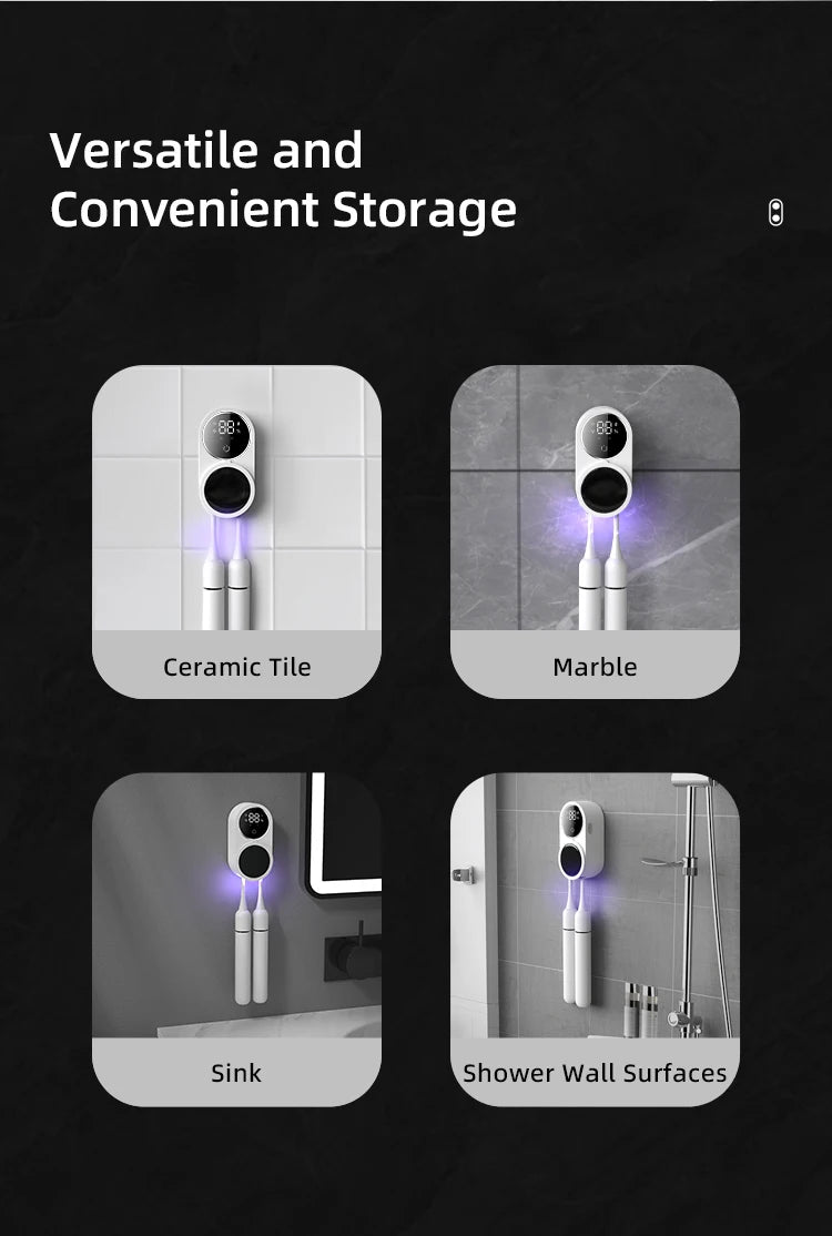 Mini Portable Rechargeable Travel Toothbrush Sterilizer Induction Switch with Charge Display UV Toothbrush Sterilizer Case Beauty World Shop