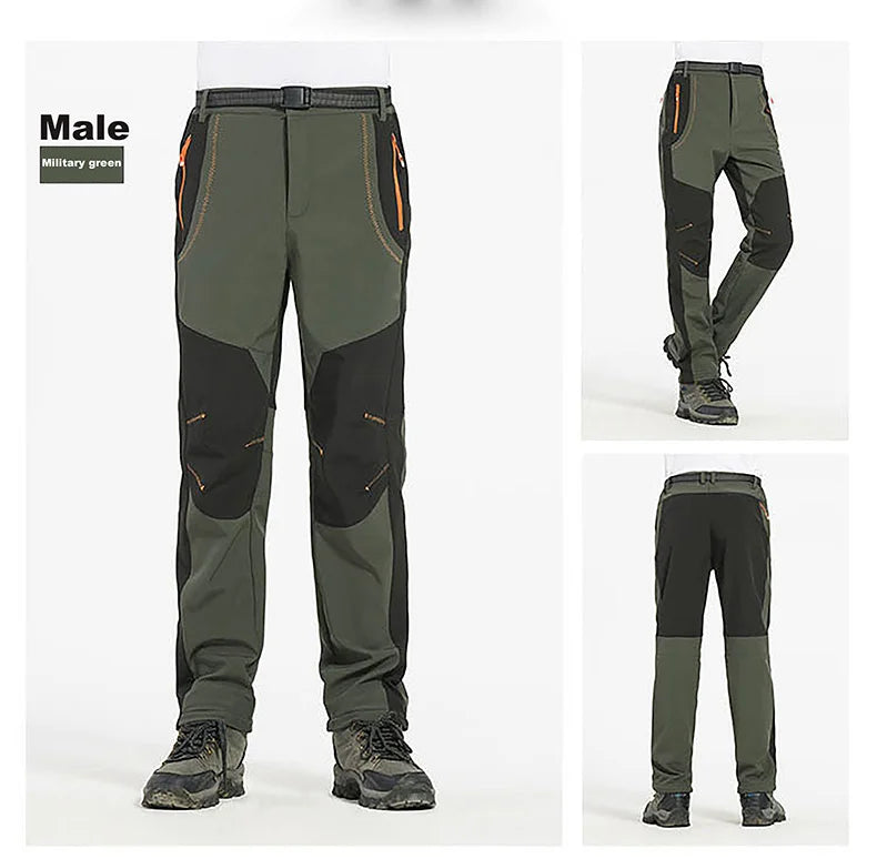LNGXO Thick Warm Fleece Hiking Pants Men Winter Waterproof Windproof Outdoor Soft Shell Rain Trousers Trekking Camping Ski Pants Beauty World Shop