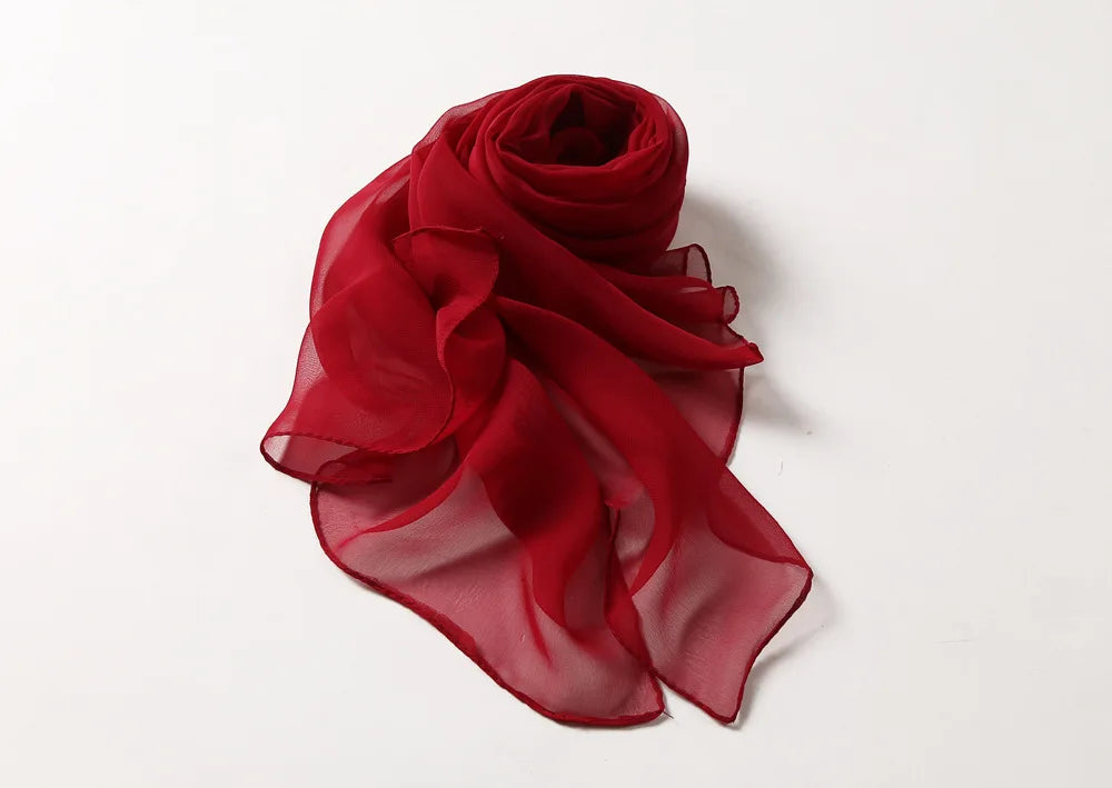 Fashion Four Seasons Women Plain Color Thin Soft Beach Thin Silky Georgette Scarf Shawls Long Wraps Beach Sunscreen Hijab Beauty World Shop
