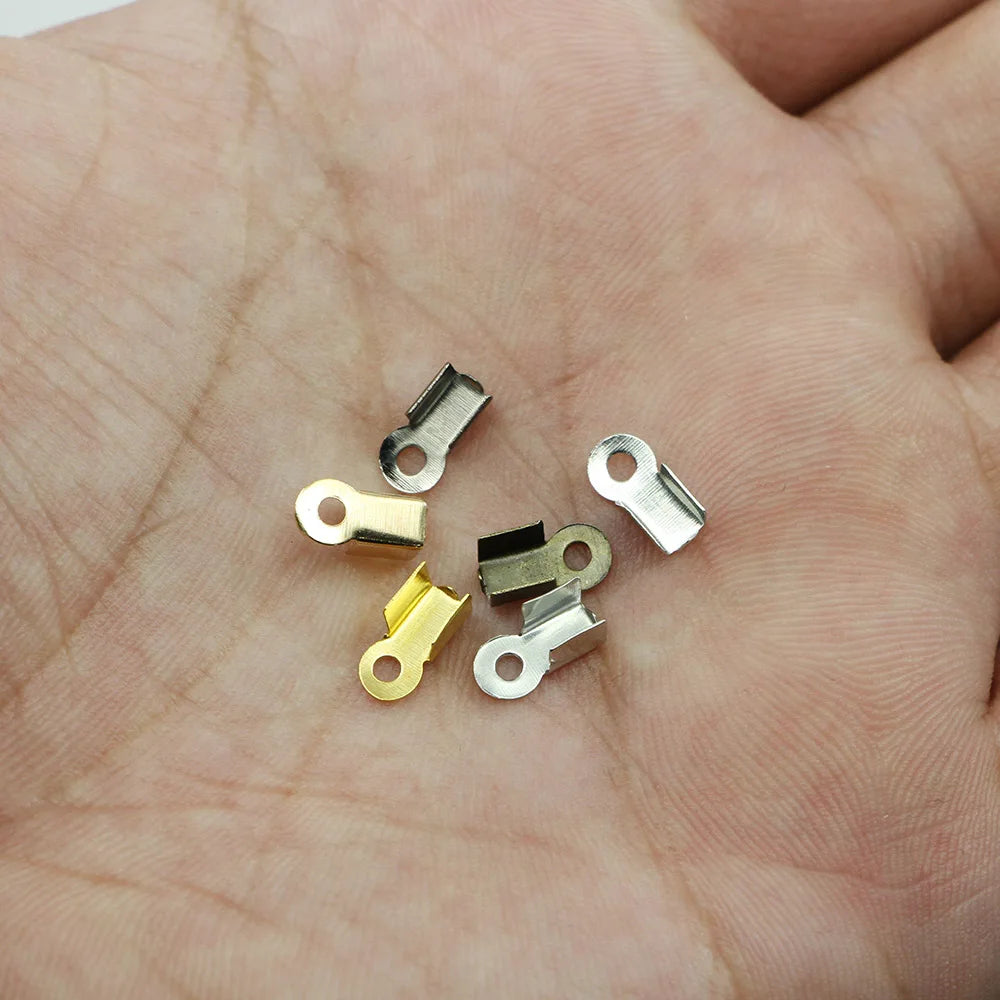 200pcs/lot Cove Clasps Cord End Caps String Ribbon Leather Clip Tip Fold Crimp Bead Connectors For Jewelry Making DIY Supplies Beauty World Shop