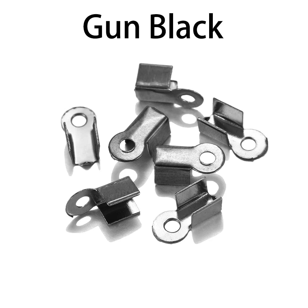 200pcs/lot Cove Clasps Cord End Caps String Ribbon Leather Clip Tip Fold Crimp Bead Connectors For Jewelry Making DIY Supplies Beauty World Shop