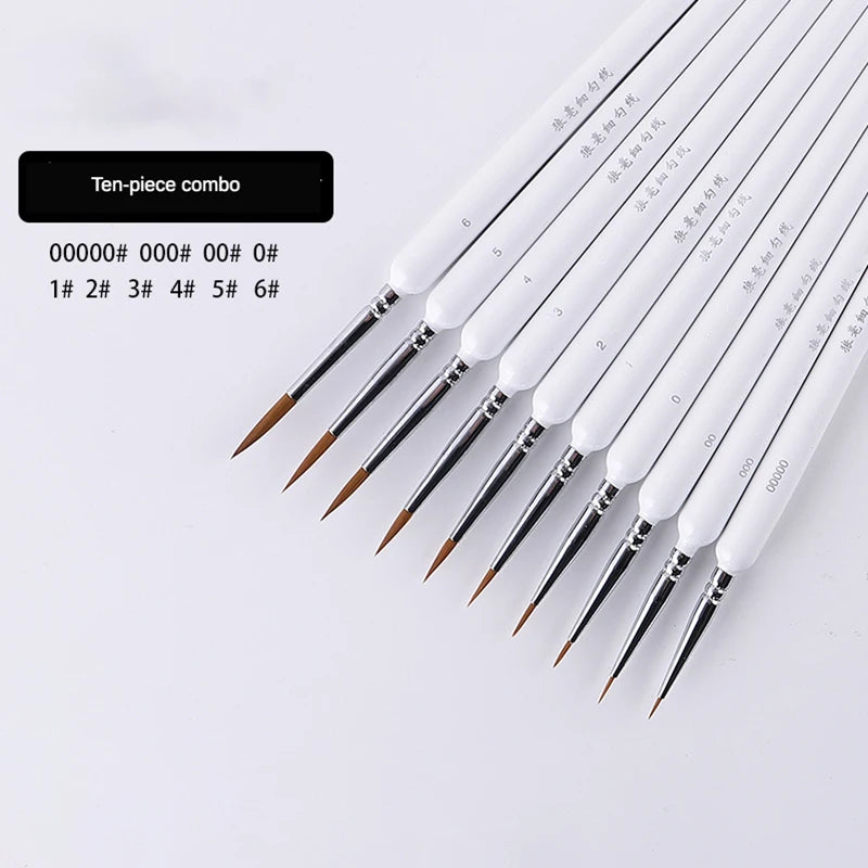 4/5/10pcs Miniature Hook Line Pen Art Painting Brushes Weasel Hair Paint Brush Gouache Watercolor Oil Paint Artists Hand Painted Beauty World Shop