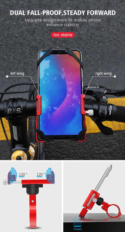 GUB Aluminum Bicycle Phone Holder Metal Bike Cell Mobile iPhone Stand for Motorcycle Scooter Handlebar Bike Headsets Stem Mount Beauty World Shop