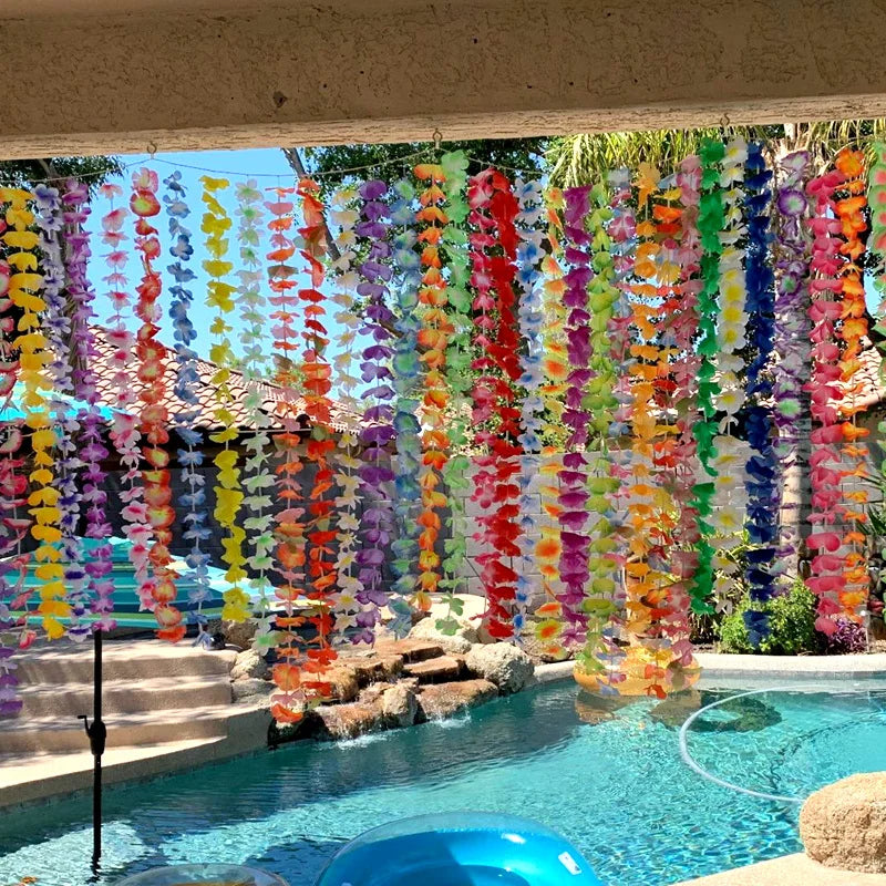 10/20/50pcs Hawaiian Flower Wreath Necklace Summer Tropical Birthday Party Decoration Luau Wedding Artificial Flower Garland Lei Beauty World Shop