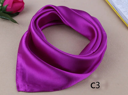 WZCX 60*60cm Women Solid Color Silk Scarf Spring Autumn Fashion New Simple Square Scarfs For Ladies Female Scarf Beauty World Shop