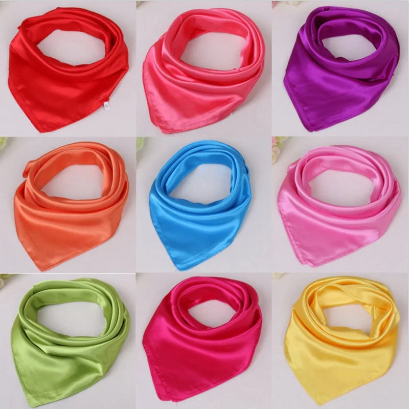 WZCX 60*60cm Women Solid Color Silk Scarf Spring Autumn Fashion New Simple Square Scarfs For Ladies Female Scarf Beauty World Shop