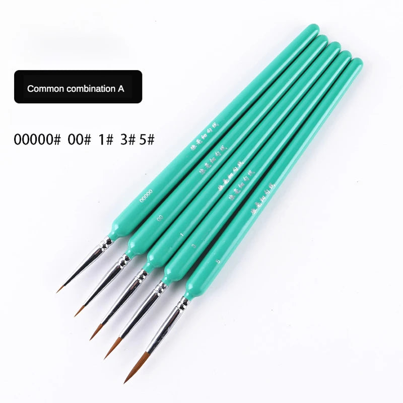 4/5/10pcs Miniature Hook Line Pen Art Painting Brushes Weasel Hair Paint Brush Gouache Watercolor Oil Paint Artists Hand Painted Beauty World Shop