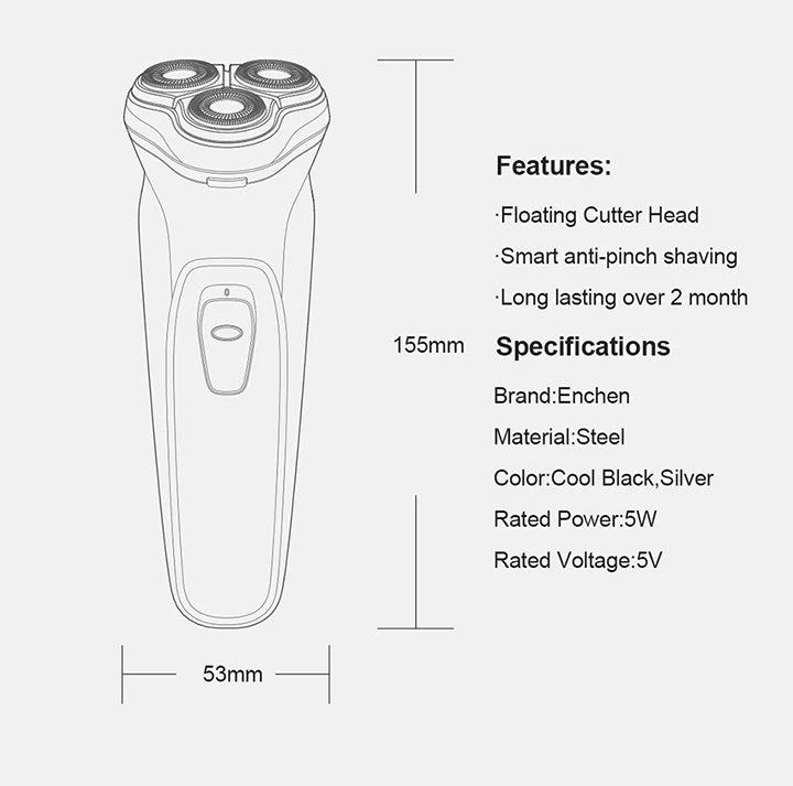 ENCHEN BlackStone Electric Shaver Razor Men Type-C Rechargeable Shaving Beard Machine Intelligent Control Travel Lock 100% New