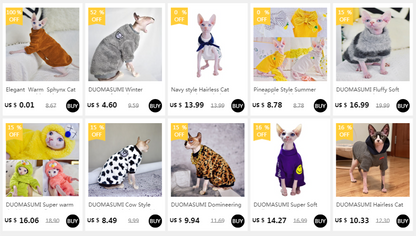 DUOMASUMI Soft Double-sided FluffY Winter Jacket Warmth Coat for cat Thickening Sphinx Sphynx Cat Clothes  Hairless Cat Outfits