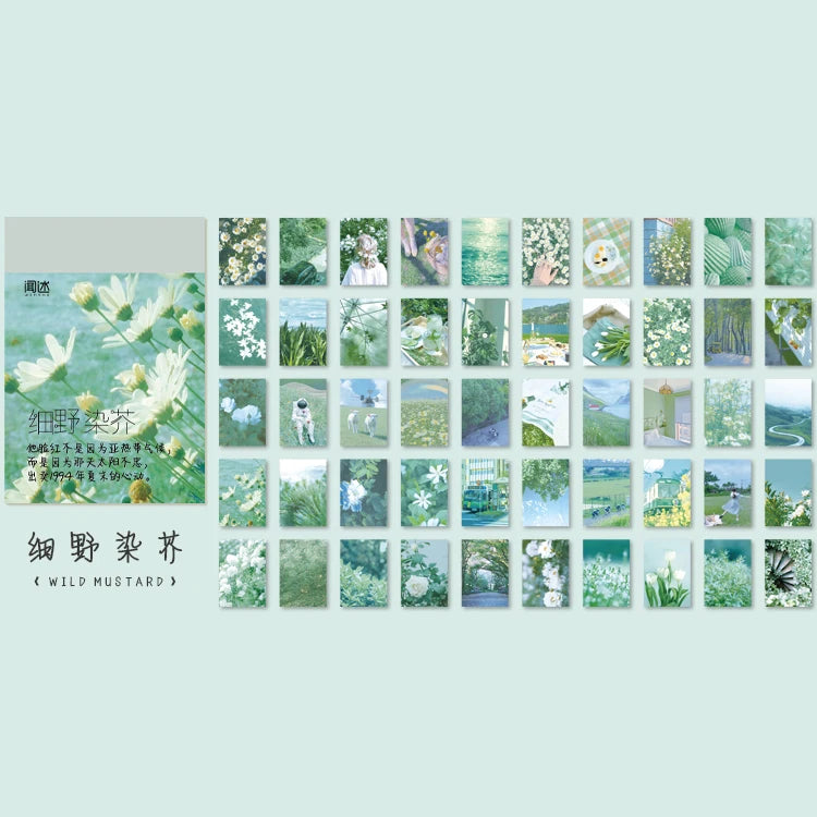 Yoofun 50 Sheets Natural Scenery&Art Paintings Stationery Stickers Book Aesthetic Landscape Cute Scrapbooking Planner Journaling Beauty World Shop