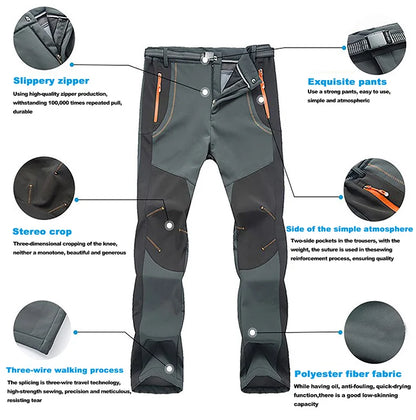 LNGXO Thick Warm Fleece Hiking Pants Men Winter Waterproof Windproof Outdoor Soft Shell Rain Trousers Trekking Camping Ski Pants Beauty World Shop