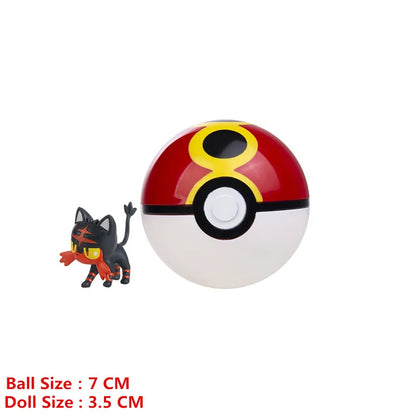 Pokemon Pokeball With Cartoons Movie Anime Figure Pikachu Charmander Eevee Squirtle Vulpix Quality Pet Action Model Toys Gifts Beauty World Shop
