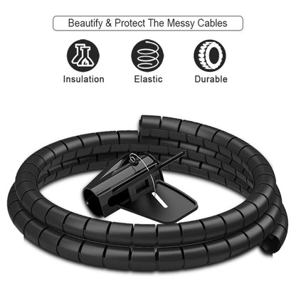 2M 16/10mm Flexible Spiral Cable Wire Protector Cable Organizer Computer Cord Protective Tube Clip Organizer Management Tools Beauty Fashion
