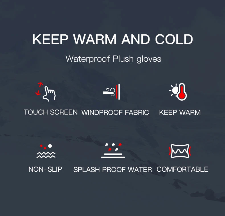 Winter Ski Gloves Men Bike Cycling Gloves Windproof Cold Proof Full Finger Outdoor Waterproof Bicycle Motorcycle Riding Mitten Beauty World Shop