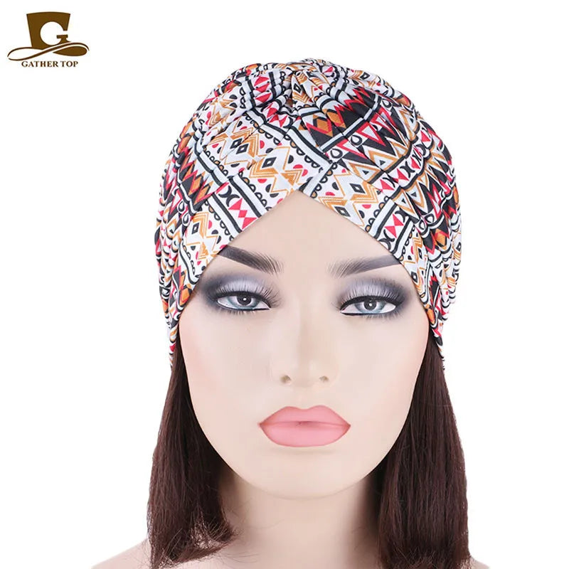 New Knotted Ruffle Turban Ladies Soft Headscarf Casual Streetwear Female Muslim Hijab Indian Hats Cancer Chemo Cap Turbante Beauty World Shop