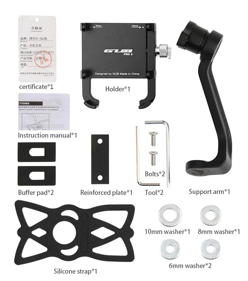 GUB Aluminum Bicycle Phone Holder Metal Bike Cell Mobile iPhone Stand for Motorcycle Scooter Handlebar Bike Headsets Stem Mount Beauty World Shop