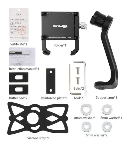 GUB Aluminum Bicycle Phone Holder Metal Bike Cell Mobile iPhone Stand for Motorcycle Scooter Handlebar Bike Headsets Stem Mount Beauty World Shop