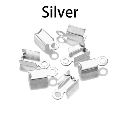 200pcs/lot Cove Clasps Cord End Caps String Ribbon Leather Clip Tip Fold Crimp Bead Connectors For Jewelry Making DIY Supplies Beauty World Shop
