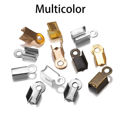 200pcs/lot Cove Clasps Cord End Caps String Ribbon Leather Clip Tip Fold Crimp Bead Connectors For Jewelry Making DIY Supplies Beauty World Shop