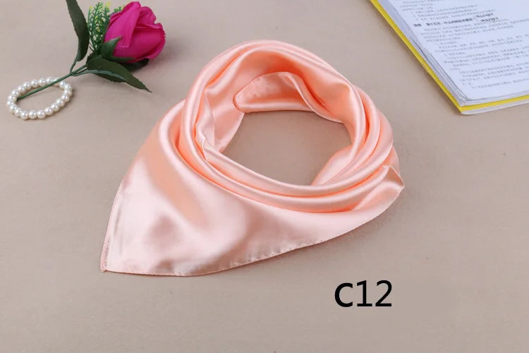 WZCX 60*60cm Women Solid Color Silk Scarf Spring Autumn Fashion New Simple Square Scarfs For Ladies Female Scarf Beauty World Shop