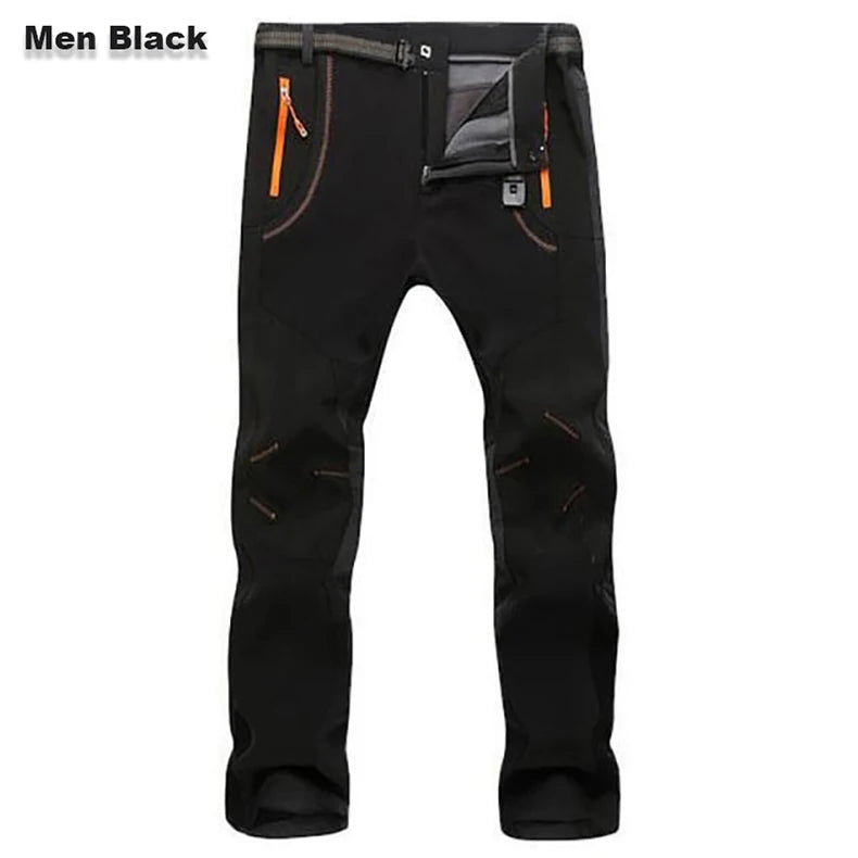 LNGXO Thick Warm Fleece Hiking Pants Men Winter Waterproof Windproof Outdoor Soft Shell Rain Trousers Trekking Camping Ski Pants Beauty World Shop