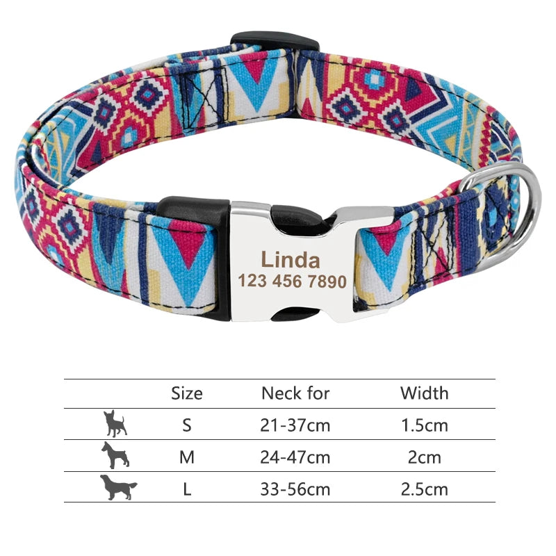 Adjustable Nylon Dog Collar Personalized Dogs Cat ID Collars With Engraved Name Buckle Anti-lost for Small Medium Large Dogs Beauty World Shop