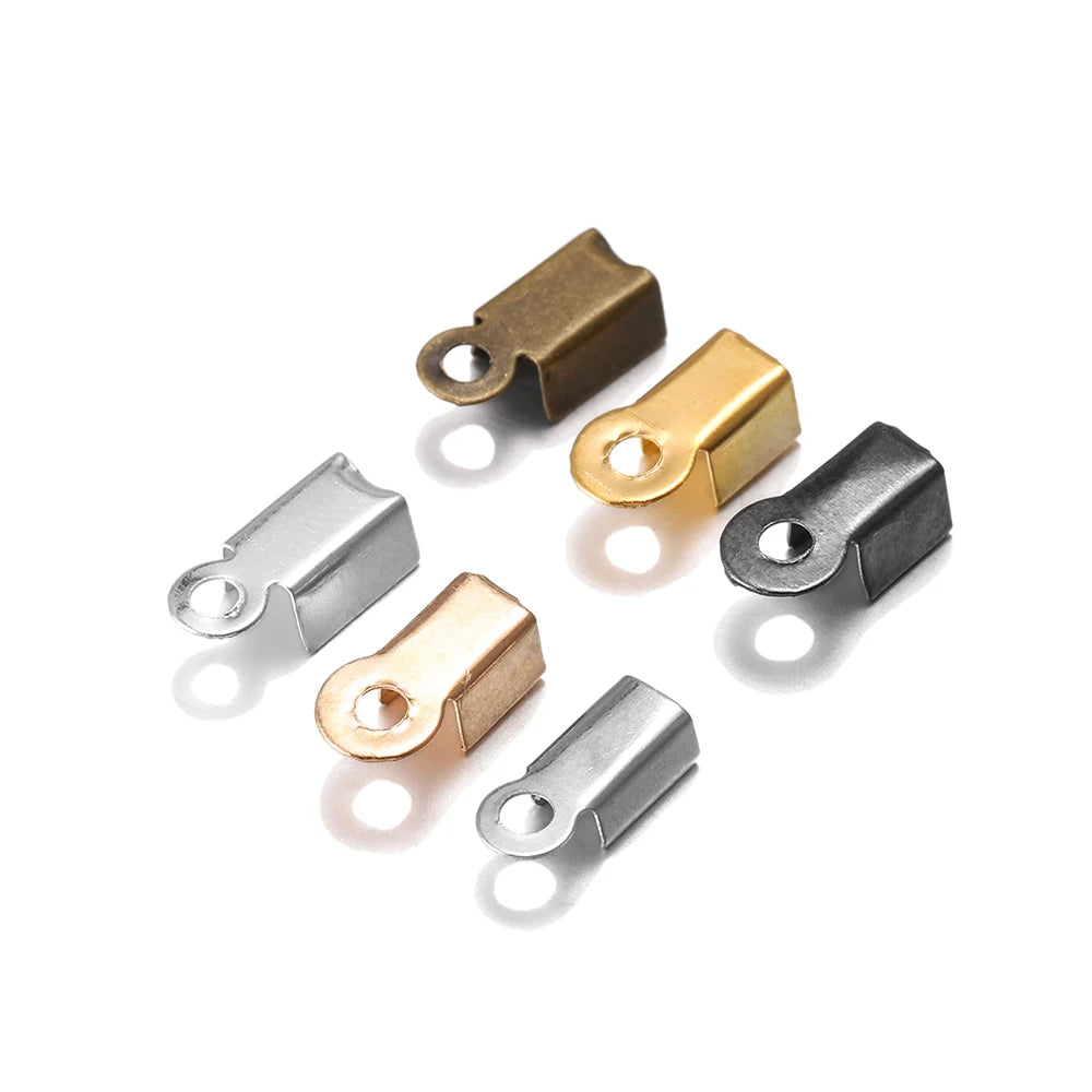 200pcs/lot Cove Clasps Cord End Caps String Ribbon Leather Clip Tip Fold Crimp Bead Connectors For Jewelry Making DIY Supplies Beauty World Shop
