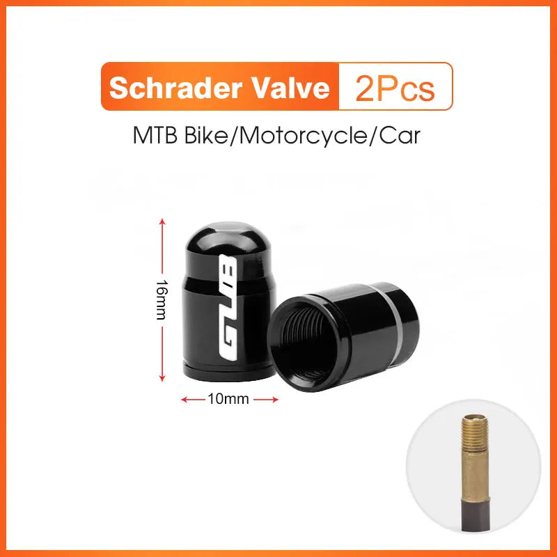 2pcs GUB Aluminum CNC Bicycle Tire Valve Cap MTB Road Bike Tube Tyre Gas Nozzle Cover for AV FV Schrader Presta Valve Dustproof Beauty World Shop
