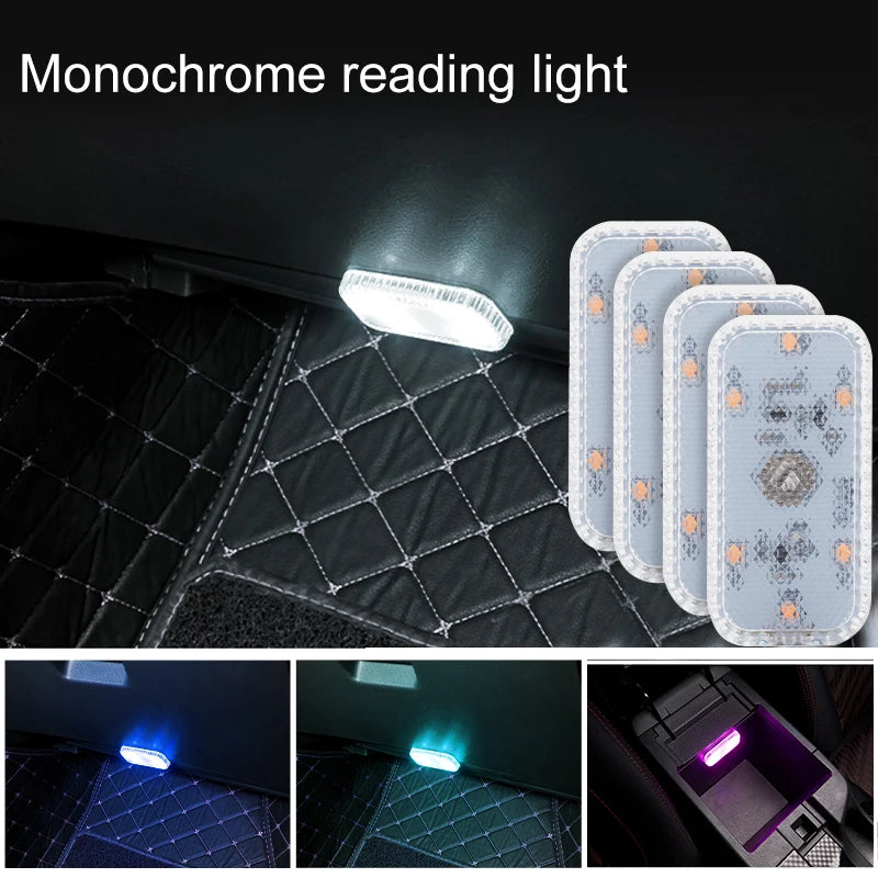 LED Touch Light Mini Wireless Car Interior Lighting Auto Roof Ceiling Reading Lamp for Door Foot Trunk Storage Box USB Charging Beauty World Shop