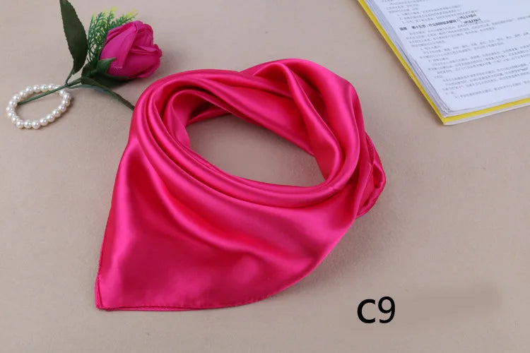 WZCX 60*60cm Women Solid Color Silk Scarf Spring Autumn Fashion New Simple Square Scarfs For Ladies Female Scarf Beauty World Shop