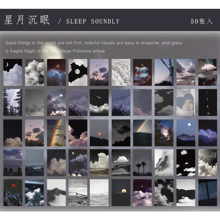 Yoofun 50 Sheets Natural Scenery&Art Paintings Stationery Stickers Book Aesthetic Landscape Cute Scrapbooking Planner Journaling Beauty World Shop