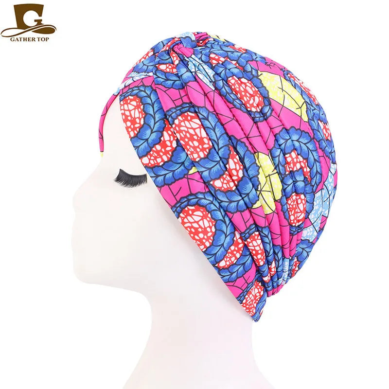 New Knotted Ruffle Turban Ladies Soft Headscarf Casual Streetwear Female Muslim Hijab Indian Hats Cancer Chemo Cap Turbante Beauty World Shop