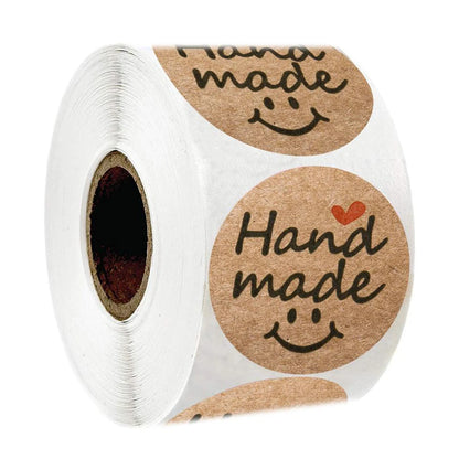 100-500pcs 1inch Vintage Kraft Paper Handmade With Love Stickers for Package Thank You Stationery Adhesive Labels Baking Seals Beauty World Shop