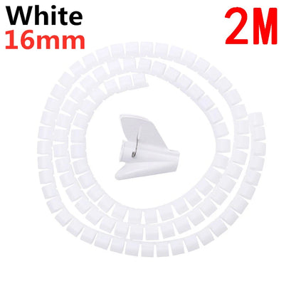 2M 16/10mm Flexible Spiral Cable Wire Protector Cable Organizer Computer Cord Protective Tube Clip Organizer Management Tools Beauty Fashion