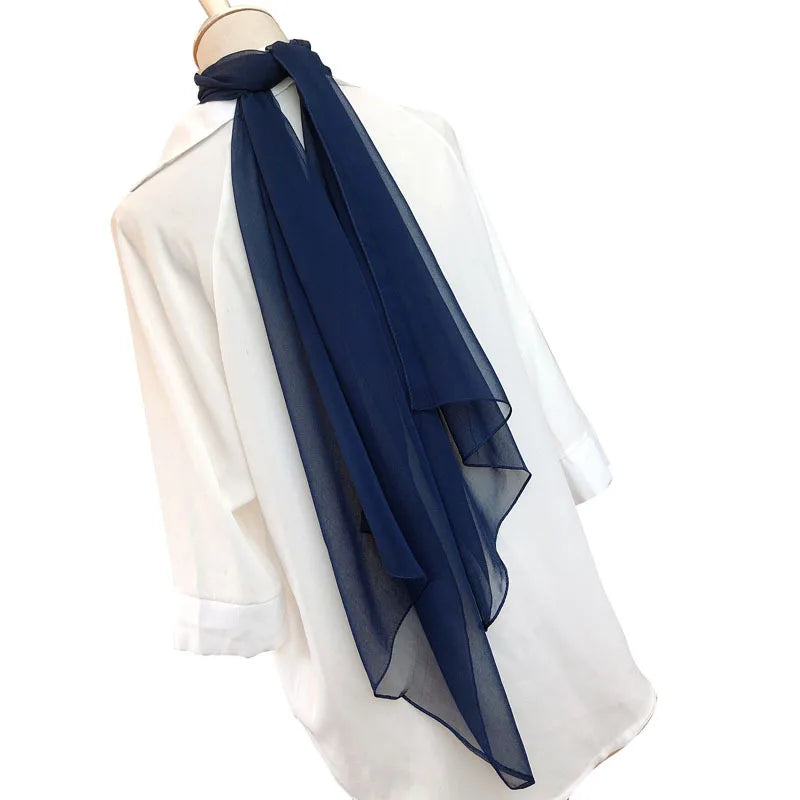 Fashion Four Seasons Women Plain Color Thin Soft Beach Thin Silky Georgette Scarf Shawls Long Wraps Beach Sunscreen Hijab Beauty World Shop