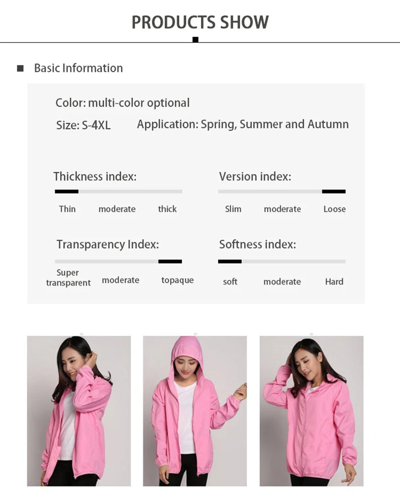 LNGXO Hiking Waterproof Jacket Women Men Camping Running Sun-Protective Windbreaker Quick Dry Outdoor Sport Rain Coat Unisex Beauty World Shop