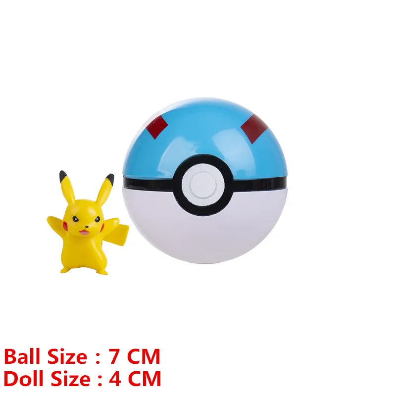 Pokemon Pokeball With Cartoons Movie Anime Figure Pikachu Charmander Eevee Squirtle Vulpix Quality Pet Action Model Toys Gifts Beauty World Shop