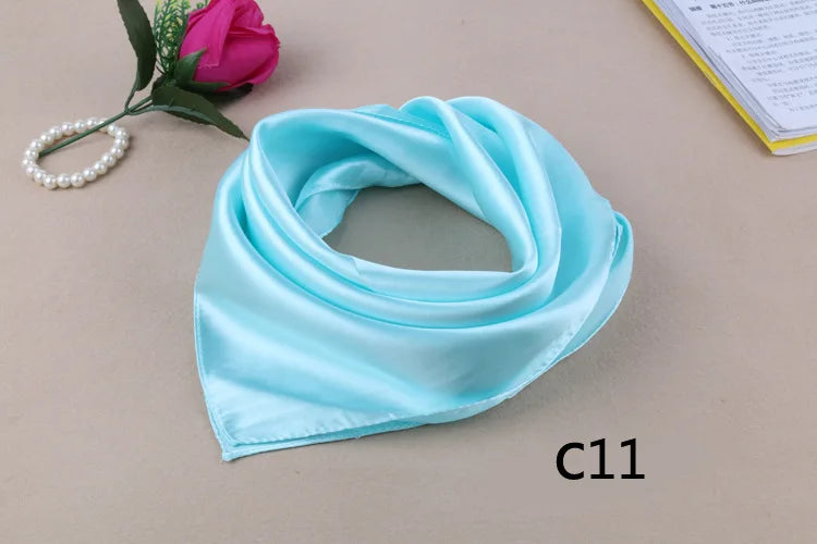 WZCX 60*60cm Women Solid Color Silk Scarf Spring Autumn Fashion New Simple Square Scarfs For Ladies Female Scarf Beauty World Shop