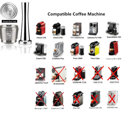 RECAFIMIL Reusable Coffee Capsule Stainless Steel Metal Refillable Coffee Pods for Nespresso Coffee Machine With Spoon & Brush Beauty World Shop