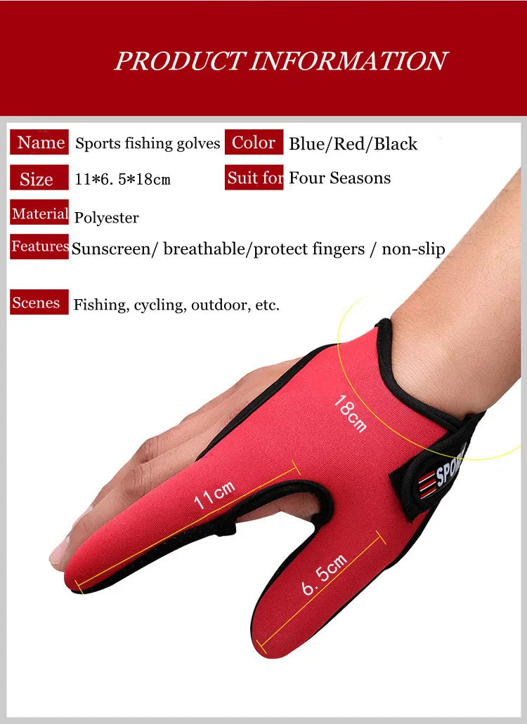 Fishing Gloves 2 Fingers Protector Breathable Anti-Slip Anti-Cut Fishing Gloves Carp Outdoor Fishing Tackle Accessories Supplies Beauty World Shop