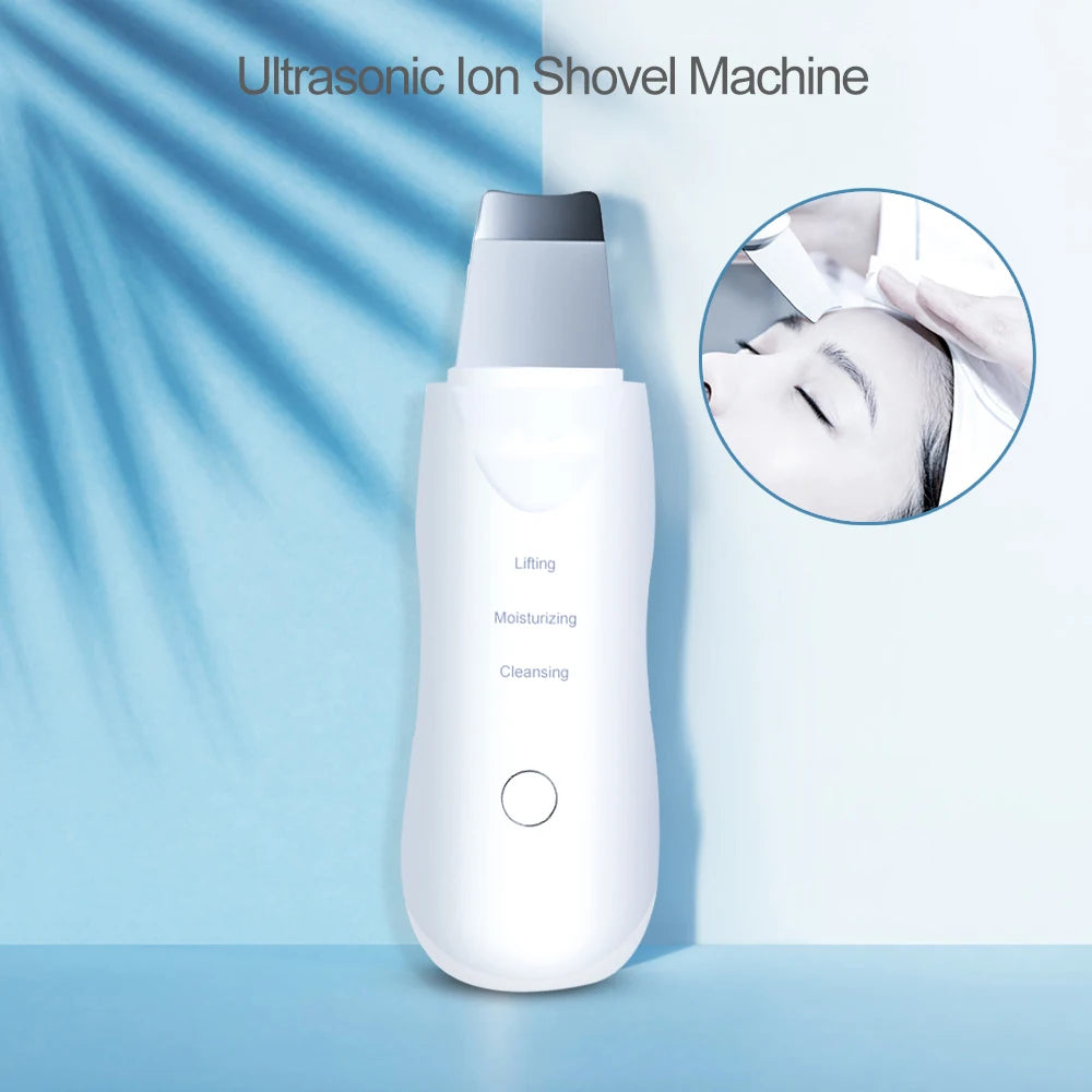 Ultrasonic Skin Scrubber Scrubber Deep Vibrate Facial Cleaner Shovel Face Scrubber Peeling Black Head Remover Facial Massager Beauty World Shop