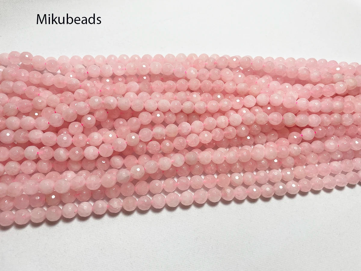 Wholesale Natural 8mm Rose Pink Quartz Crystal Faceted Round Stone Loose Beads For Jewelry Making DIY Necklace Strand 15'' Beauty World Shop