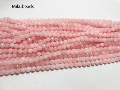 Wholesale Natural 8mm Rose Pink Quartz Crystal Faceted Round Stone Loose Beads For Jewelry Making DIY Necklace Strand 15'' Beauty World Shop