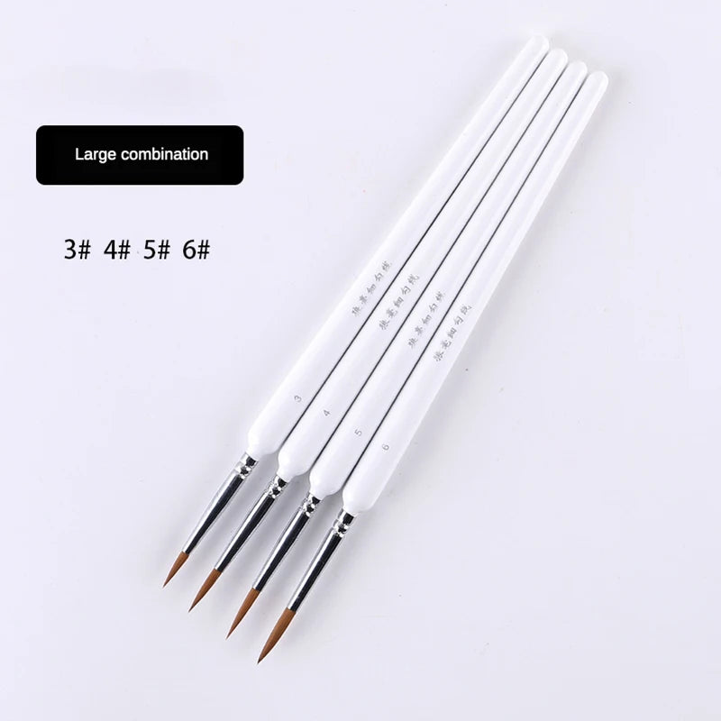 4/5/10pcs Miniature Hook Line Pen Art Painting Brushes Weasel Hair Paint Brush Gouache Watercolor Oil Paint Artists Hand Painted Beauty World Shop